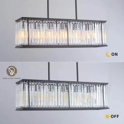 6-Light Modern Island Raindrop Rectangular Crystal Chandelier Light Fixture in Black by Magic Home 11 6-Light Modern Island Raindrop Rectangular Crystal Chandelier Light Fixture in Black by Magic Home -Spitzer Sales Store black magic home chandeliers mh lch 22018 4f 1000