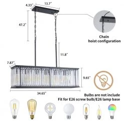 6-Light Modern Island Raindrop Rectangular Crystal Chandelier Light Fixture in Black by Magic Home 10 6-Light Modern Island Raindrop Rectangular Crystal Chandelier Light Fixture in Black by Magic Home -Spitzer Sales Store black magic home chandeliers mh lch 22018 c3 1000