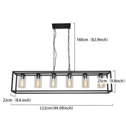 6-Light Farmhouse Hanging Ceiling Black Fixture Island Light Industrial Swag Chandeliers with Glass Shades by Magic Home -Spitzer Sales Store black magic home chandeliers mh ll3326 6 h c3 1000