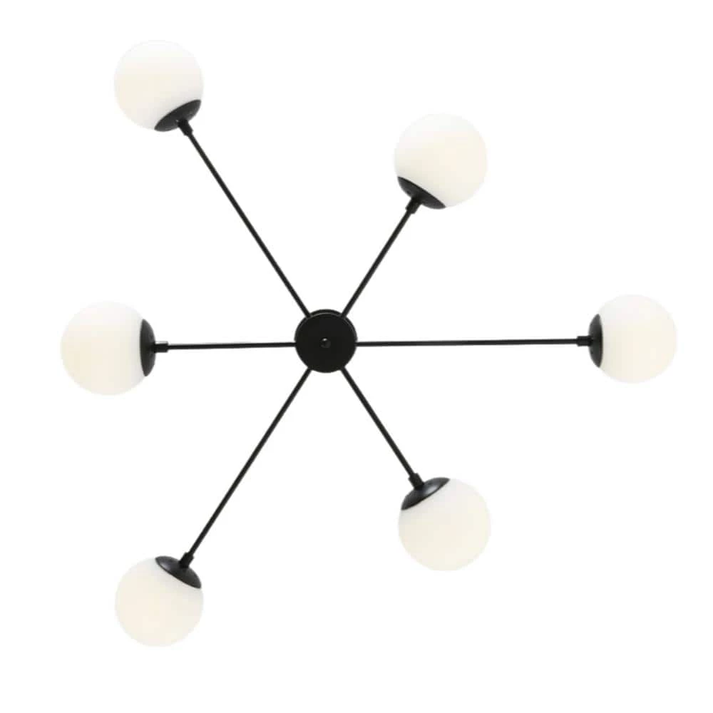 6-Light Black Cream White Sputnik Modern Linear Chandelier by Magic Home 7 6-Light Black Cream White Sputnik Modern Linear Chandelier by Magic Home - Image 5