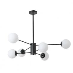 6-Light Black Cream White Sputnik Modern Linear Chandelier by Magic Home 15 6-Light Black Cream White Sputnik Modern Linear Chandelier by Magic Home -Spitzer Sales Store black magic home chandeliers mh y 020203 44 1000