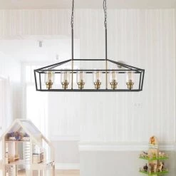 6-Light Black Kitchen Island Pendant with Metal Shade by Magic Home -Spitzer Sales Store black magic home chandeliers mh y 020205 40 1000