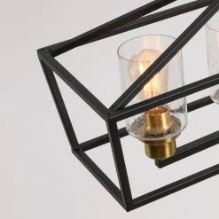 6-Light Black Kitchen Island Pendant with Metal Shade by Magic Home -Spitzer Sales Store black magic home chandeliers mh y 020205 4f 1000