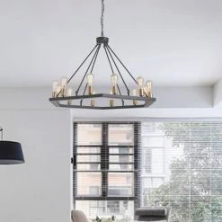 12-Light Black Candle Style Hexagon Chandelier by Magic Home -Spitzer Sales Store black magic home chandeliers mh y 020206 31 1000