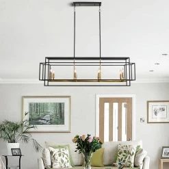 8-Light Black Kitchen Island Linear Pendant by Magic Home -Spitzer Sales Store black magic home chandeliers mh y 020209 31 1000