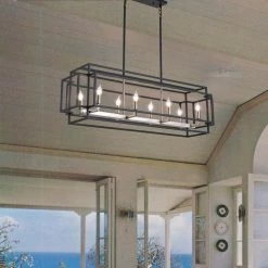 8-Light Black Kitchen Island Linear Pendant by Magic Home -Spitzer Sales Store black magic home chandeliers mh y 020209 40 1000