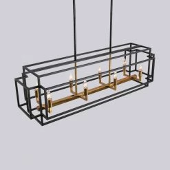 8-Light Black Kitchen Island Linear Pendant by Magic Home -Spitzer Sales Store black magic home chandeliers mh y 020209 fa 1000