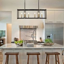 8-Light Black Kitchen Island Linear Chandelier by Magic Home 19 8-Light Black Kitchen Island Linear Chandelier by Magic Home -Spitzer Sales Store black magic home chandeliers mh y 020236 31 1000