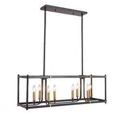 8-Light Black Kitchen Island Linear Chandelier by Magic Home