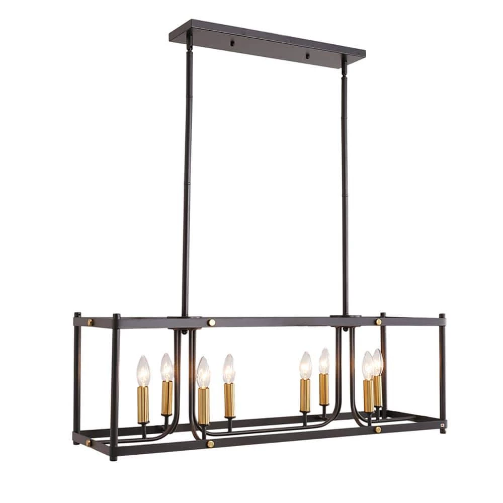 8-Light Black Kitchen Island Linear Chandelier by Magic Home 3 8-Light Black Kitchen Island Linear Chandelier by Magic Home