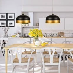 1-Light Black Industrial Linear Dome Hanging Pendant Light with Metal Shade by Magic Home 23 1-Light Black Industrial Linear Dome Hanging Pendant Light with Metal Shade by Magic Home -Spitzer Sales Store black magic home chandeliers mh y 020721 31 1000