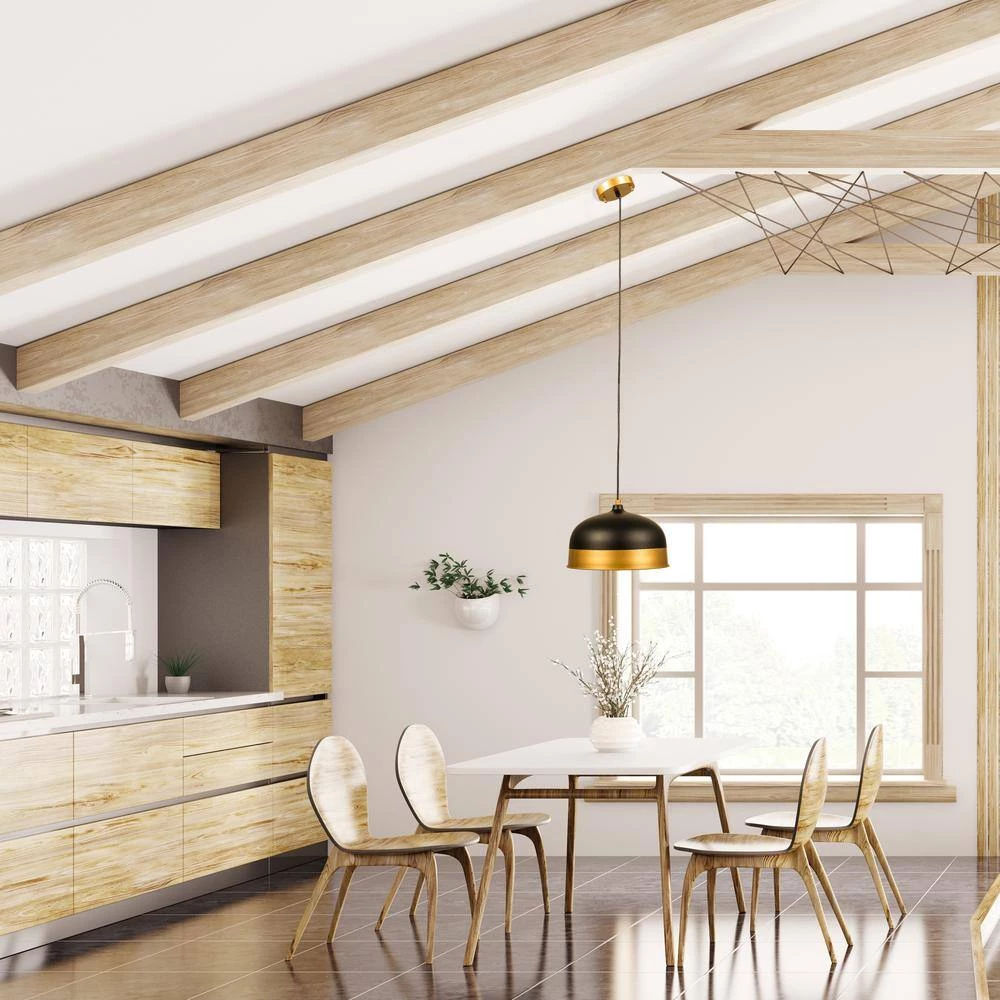 1-Light Black Industrial Linear Dome Hanging Pendant Light with Metal Shade by Magic Home 8 1-Light Black Industrial Linear Dome Hanging Pendant Light with Metal Shade by Magic Home - Image 6