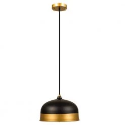 1-Light Black Industrial Linear Dome Hanging Pendant Light with Metal Shade by Magic Home