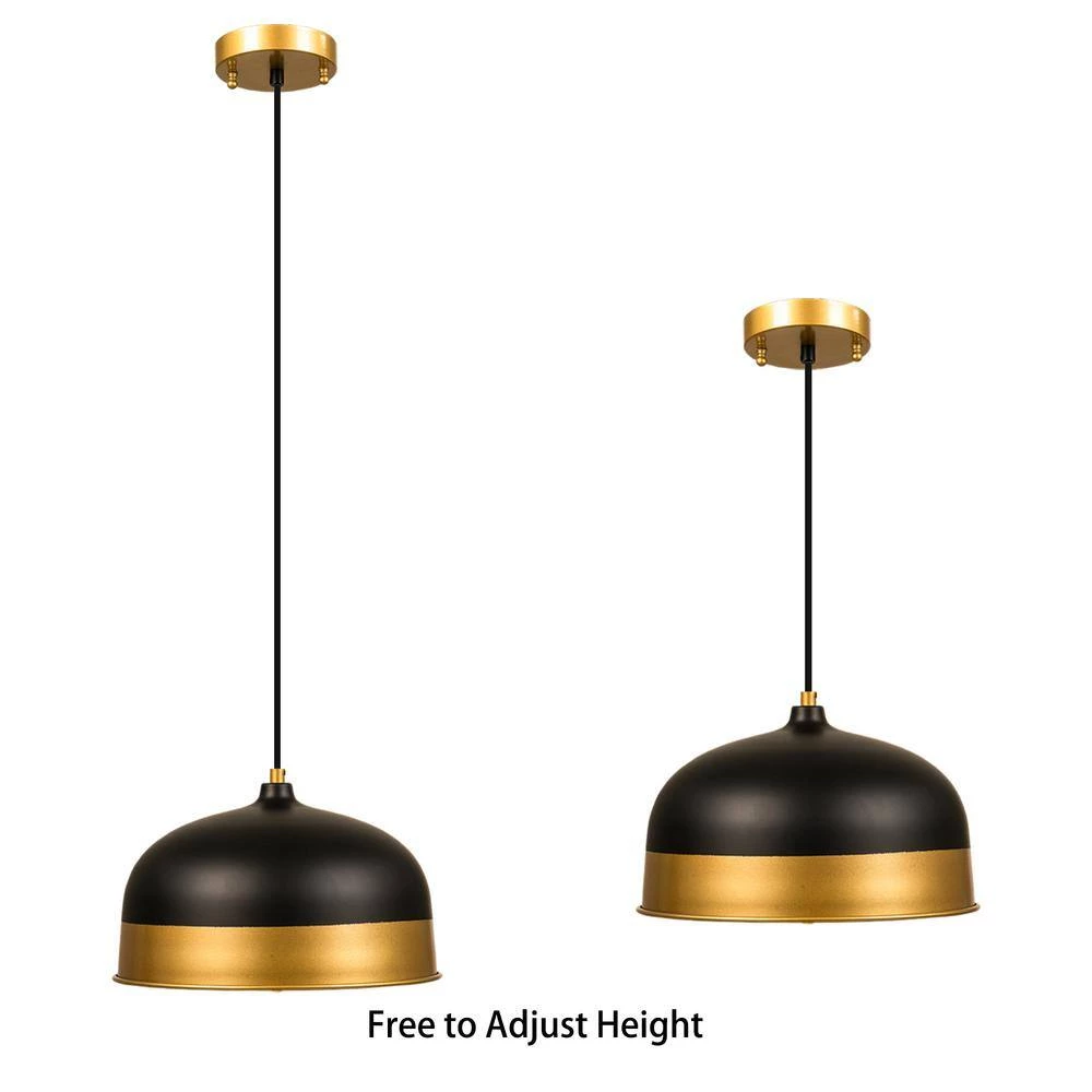 1-Light Black Industrial Linear Dome Hanging Pendant Light with Metal Shade by Magic Home 7 1-Light Black Industrial Linear Dome Hanging Pendant Light with Metal Shade by Magic Home - Image 5