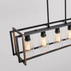 5-Light Black Plus Kitchen Island Linear Pendant With Metal Shape by Magic Home -Spitzer Sales Store black magic home chandeliers mhcy dd 2005 5l 44 1000