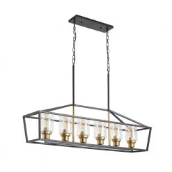 6-Light Black Kitchen Island Pendant with Metal Shade by Magic Home