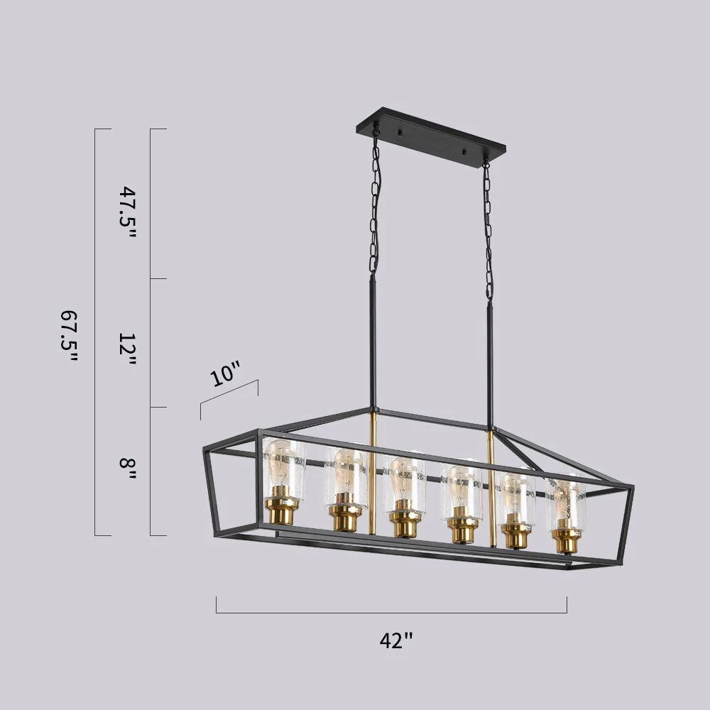 6-Light Black Kitchen Island Pendant with Metal Shade by Magic Home 6 6-Light Black Kitchen Island Pendant with Metal Shade by Magic Home - Image 4