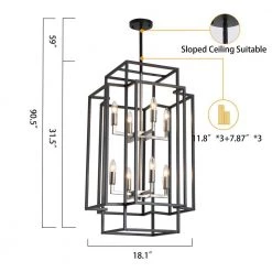 8-Light Black Brushed Nickel Lantern Tiered Chandelier by Magic Home -Spitzer Sales Store black magic home chandeliers mhx y 020210g c3 1000