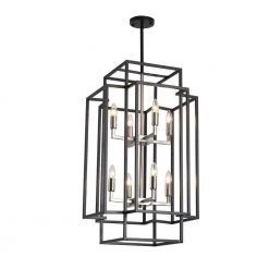 8-Light Black Brushed Nickel Lantern Tiered Chandelier by Magic Home -Spitzer Sales Store black magic home chandeliers mhx y 020210g fa 1000