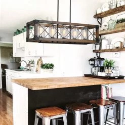 5-Light Black Color Candle Kitchen Island Linear Chandelier With Iron Shade by Magic Home 17 5-Light Black Color Candle Kitchen Island Linear Chandelier With Iron Shade by Magic Home -Spitzer Sales Store black magic home chandeliers mhx y dd 385 l 31 1000