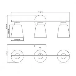 24 in. 3-Lights Matte Black Bathroom Mirror lighting Wall Lamp Vanity Light with Brushed Bold Glass Shade (Without bulb) by Magic Home -Spitzer Sales Store black magic home vanity lighting cs w63734453 c3 1000