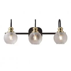 22.5 in. 3-Lights Black Modern Bathroom Wall Lamp Wall Sconces Vanity Light with Glass Shade (Without bulb) by Magic Home