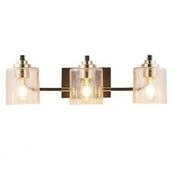 3-Light Black Industrial Wall Sconce Vanity Bathroom Hallway Kitchen Lamp with Bubble Glass Shades by Magic Home