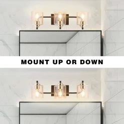 3-Light Black Industrial Wall Sconce Vanity Bathroom Hallway Kitchen Lamp with Bubble Glass Shades by Magic Home -Spitzer Sales Store black magic home wall sconces cs w63734450 fa 1000