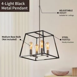 4-Light Black Metal Pendant by Spitzer 14 4-Light Black Metal Pendant by Spitzer -Spitzer Sales Store black spitzer chandeliers 409406 1f 1000
