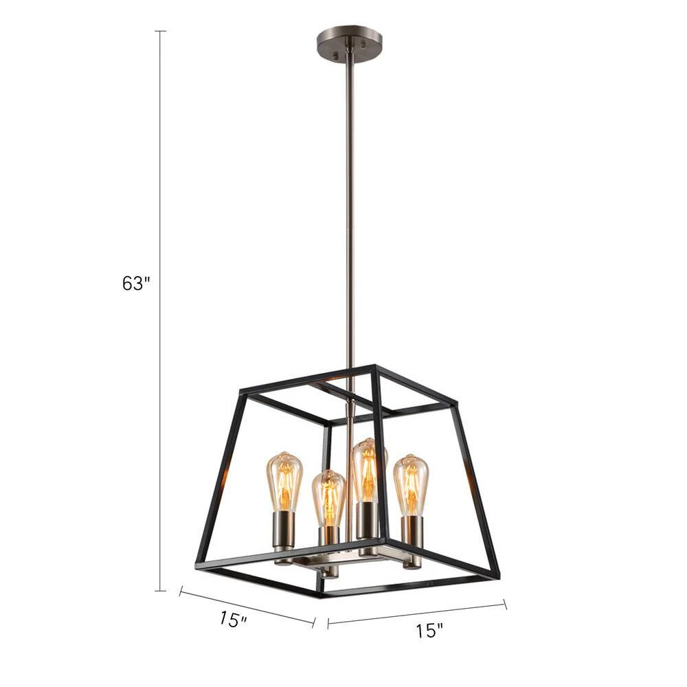 4-Light Black Metal Pendant by Spitzer 4 4-Light Black Metal Pendant by Spitzer - Image 3