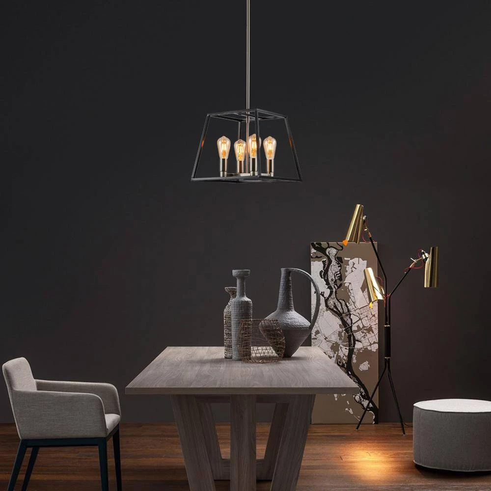 4-Light Black Metal Pendant by Spitzer 3 4-Light Black Metal Pendant by Spitzer - Image 2