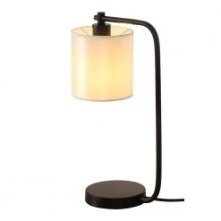 Spitzer Sales Store 26 19 in. Black Industrial Iron Metal Desk Lamp with Fabric Shade by Spitzer