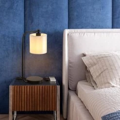 19 in. Black Industrial Iron Metal Desk Lamp with Fabric Shade by Spitzer 17 19 in. Black Industrial Iron Metal Desk Lamp with Fabric Shade by Spitzer -Spitzer Sales Store black spitzer desk lamps 409108 76 1000