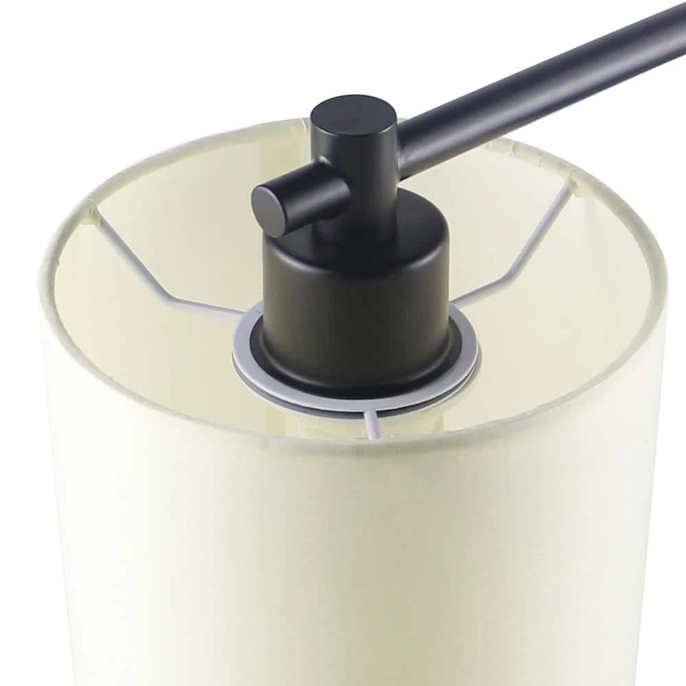 19 in. Black Industrial Iron Metal Desk Lamp with Fabric Shade by Spitzer 9 19 in. Black Industrial Iron Metal Desk Lamp with Fabric Shade by Spitzer - Image 7