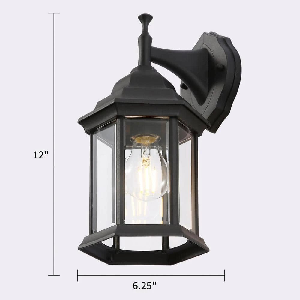 12 in. Black Outdoor Wall Lantern by Spitzer 5 12 in. Black Outdoor Wall Lantern by Spitzer - Image 3