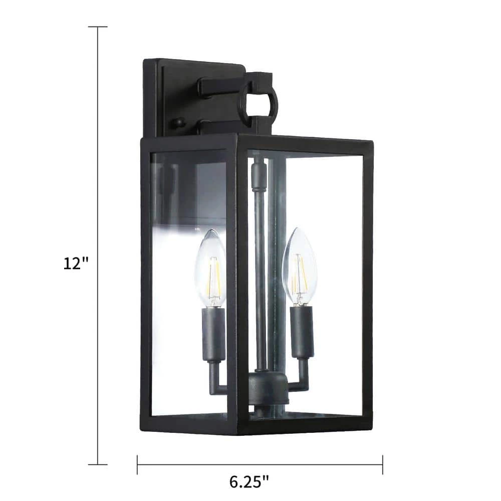 14 in. 2-Light Black Outdoor Wall Lantern by Spitzer 3 14 in. 2-Light Black Outdoor Wall Lantern by Spitzer