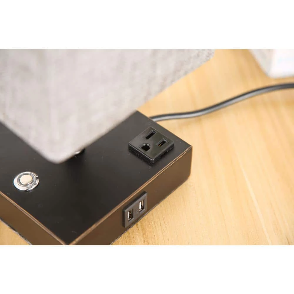 15 in. Black Desk Lamp with Charging Outlet and USB Port Fabric Shade by Spitzer 7 15 in. Black Desk Lamp with Charging Outlet and USB Port Fabric Shade by Spitzer - Image 5