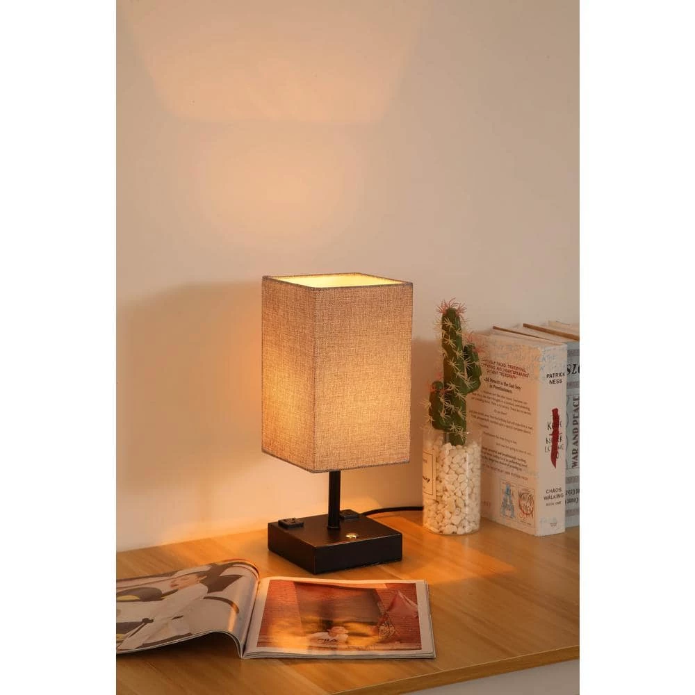 15 in. Black Desk Lamp with Charging Outlet and USB Port Fabric Shade by Spitzer 8 15 in. Black Desk Lamp with Charging Outlet and USB Port Fabric Shade by Spitzer - Image 6