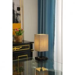 15 in. Black Desk Lamp with Charging Outlet and USB Port Fabric Shade by Spitzer 12 15 in. Black Desk Lamp with Charging Outlet and USB Port Fabric Shade by Spitzer -Spitzer Sales Store black spitzer table lamps 405008 c3 1000