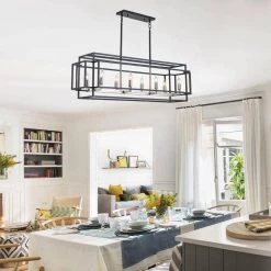 8-Light Dark Grey Brushed Nickel Kitchen Island Linear Pendant by Magic Home -Spitzer Sales Store black with silver magic home chandeliers mh y 020209g 31 1000