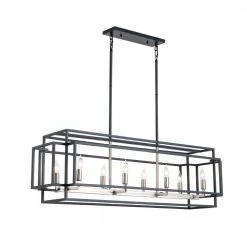 8-Light Dark Grey Brushed Nickel Kitchen Island Linear Pendant by Magic Home -Spitzer Sales Store black with silver magic home chandeliers mh y 020209g 44 1000