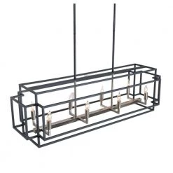 8-Light Dark Grey Brushed Nickel Kitchen Island Linear Pendant by Magic Home -Spitzer Sales Store black with silver magic home chandeliers mh y 020209g fa 1000