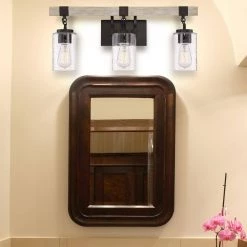 24.5 in. 3-Light Bronze Vanity Light with Clear Seedy Glass Shades by Cordelia Lighting 22 24.5 in. 3-Light Bronze Vanity Light with Clear Seedy Glass Shades by Cordelia Lighting -Spitzer Sales Store bronze cordelia lighting vanity lighting 2633 330 1f 1000