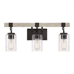 24.5 in. 3-Light Bronze Vanity Light with Clear Seedy Glass Shades by Cordelia Lighting
