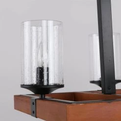 6-Light Kitchen Brown Rectangle Wood Accents Island Chandelier with Glass Shade by Magic Home 20 6-Light Kitchen Brown Rectangle Wood Accents Island Chandelier with Glass Shade by Magic Home -Spitzer Sales Store brown magic home chandeliers mh y 020232 44 1000