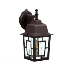 120-Watt Equivalent Integrated LED Dusk-to-Dawn Aluminum Brown Wall Pack Light 3000K by Spitzer