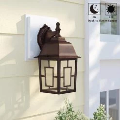 120-Watt Equivalent Integrated LED Dusk-to-Dawn Aluminum Brown Wall Pack Light 3000K by Spitzer -Spitzer Sales Store brown spitzer outdoor sconces 103705 c3 1000