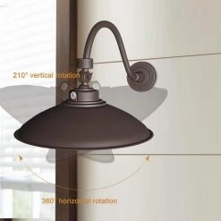 250-Watt Equivalent Integrated LED Brown Outdoor Gooseneck Barn Light Wall Pack Light 4000K by Spitzer -Spitzer Sales Store brown spitzer outdoor sconces 104503 1f 1000