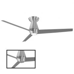 Slim 52 in. LED Indoor/Outdoor Brushed Aluminum 3-Blade Smart Flush Mount Ceiling Fan with Light Kit and Remote Control by Modern Forms -Spitzer Sales Store brushed aluminum modern forms ceiling fans with lights fh w2003 52l ba 1f 1000