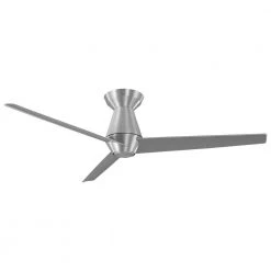 Slim 52 in. LED Indoor/Outdoor Brushed Aluminum 3-Blade Smart Flush Mount Ceiling Fan with Light Kit and Remote Control by Modern Forms -Spitzer Sales Store brushed aluminum modern forms ceiling fans with lights fh w2003 52l ba 4f 1000